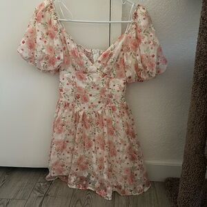 pink floral mini dress